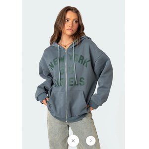 Edikted - New York Angels Oversized Hoodie  - Blue - XS/S